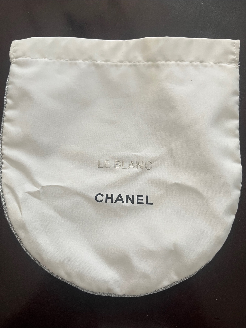 CHANEL White Le Blanc Drawstring Cosmetic Pouch missing drawstring